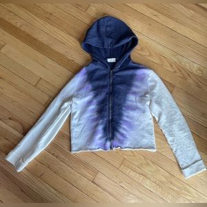 Anthropologie T.la Hoodie Sweatshirt Jacket Purple Tie Dye Cropped